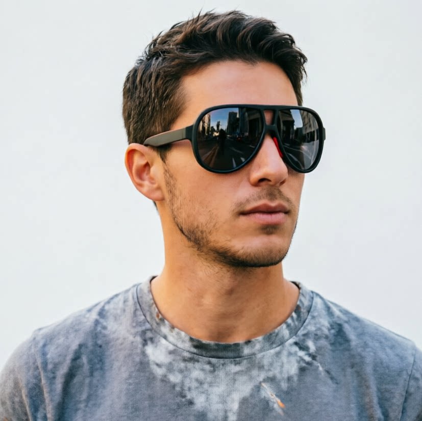 TR90男士偏光太阳镜黑色墨镜飞行员蛤蟆镜帅气潮流男款偏光镜蓝色