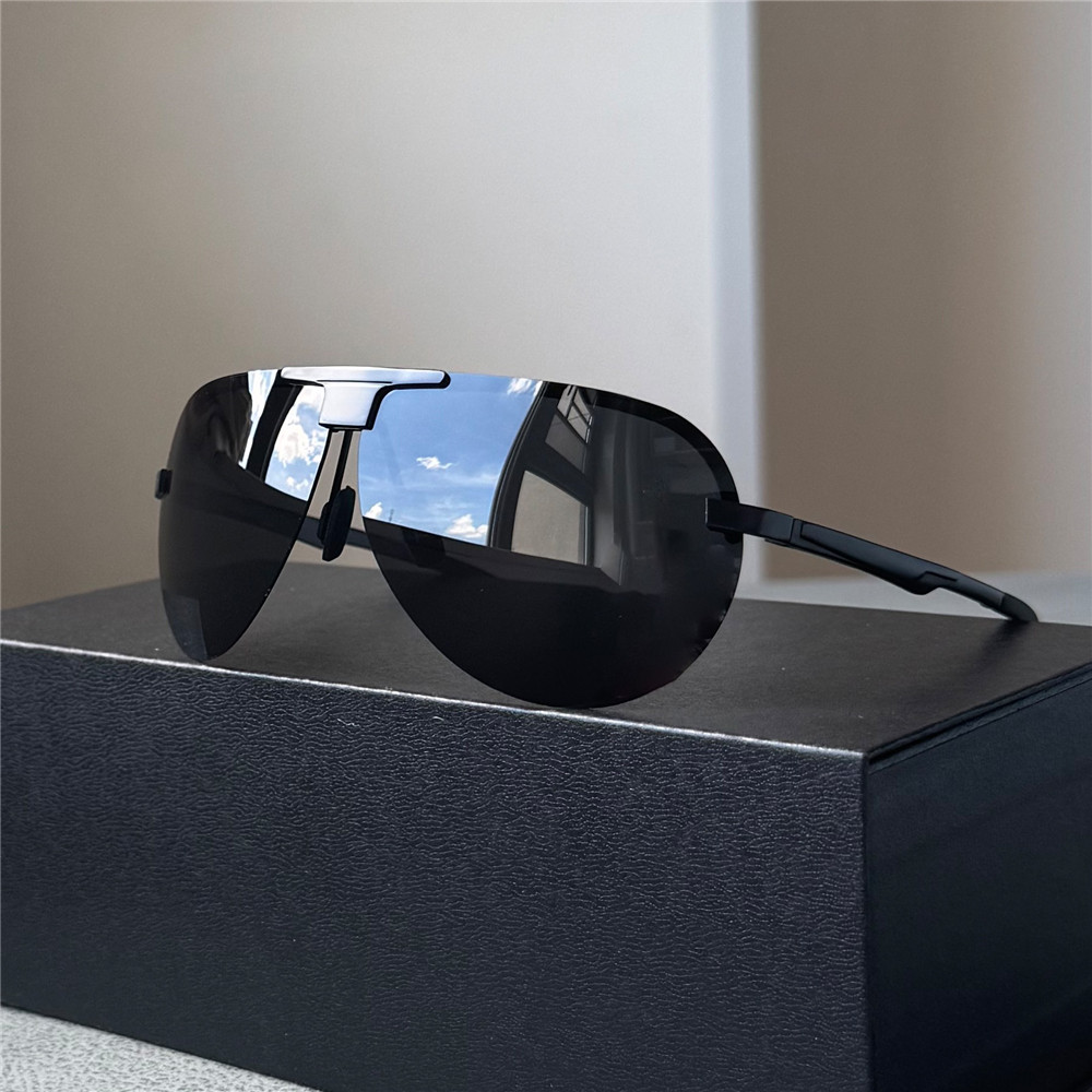 男士偏光太阳镜金属蛤蟆镜黑色墨镜帅气男款防风骑行遮脸护目镜