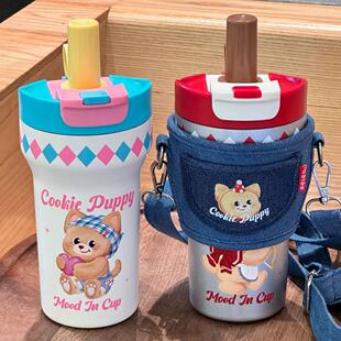 物生物吸管直饮保温杯男女学生高颜值随行少女可爱陶瓷内胆水杯子