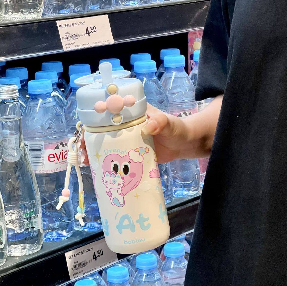 bablov儿童吸管直饮保温杯男女学生高颜值随行便携手提可爱水杯子