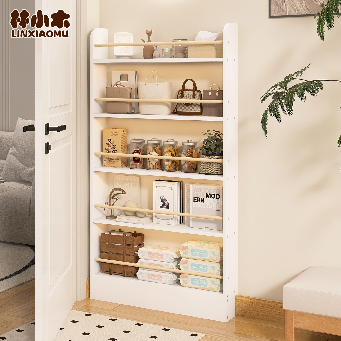 门后置物架客厅靠墙超薄书架