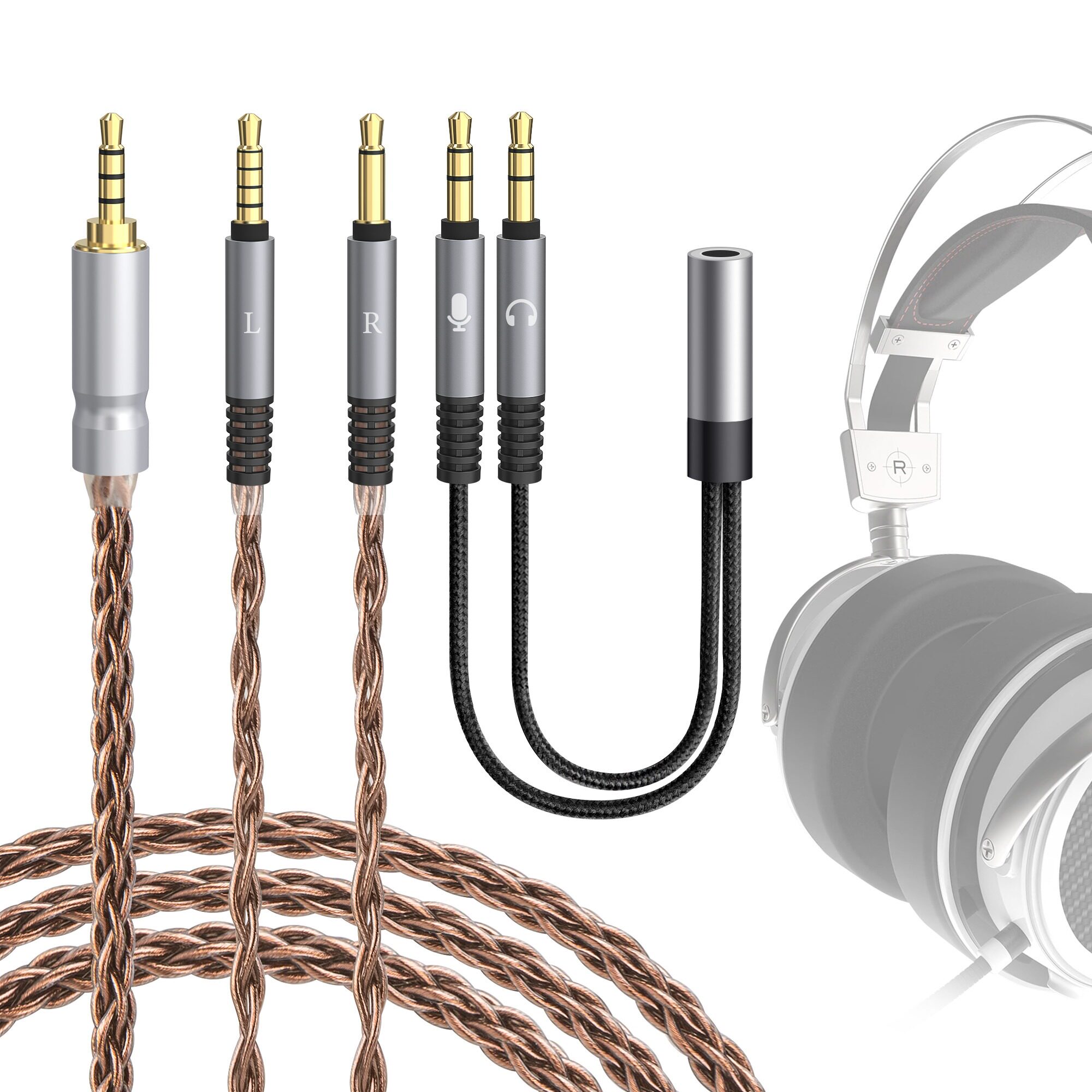 Geekria极客悦耳适用VZR Audio 3.5转双3.5 6N单晶铜耳机线