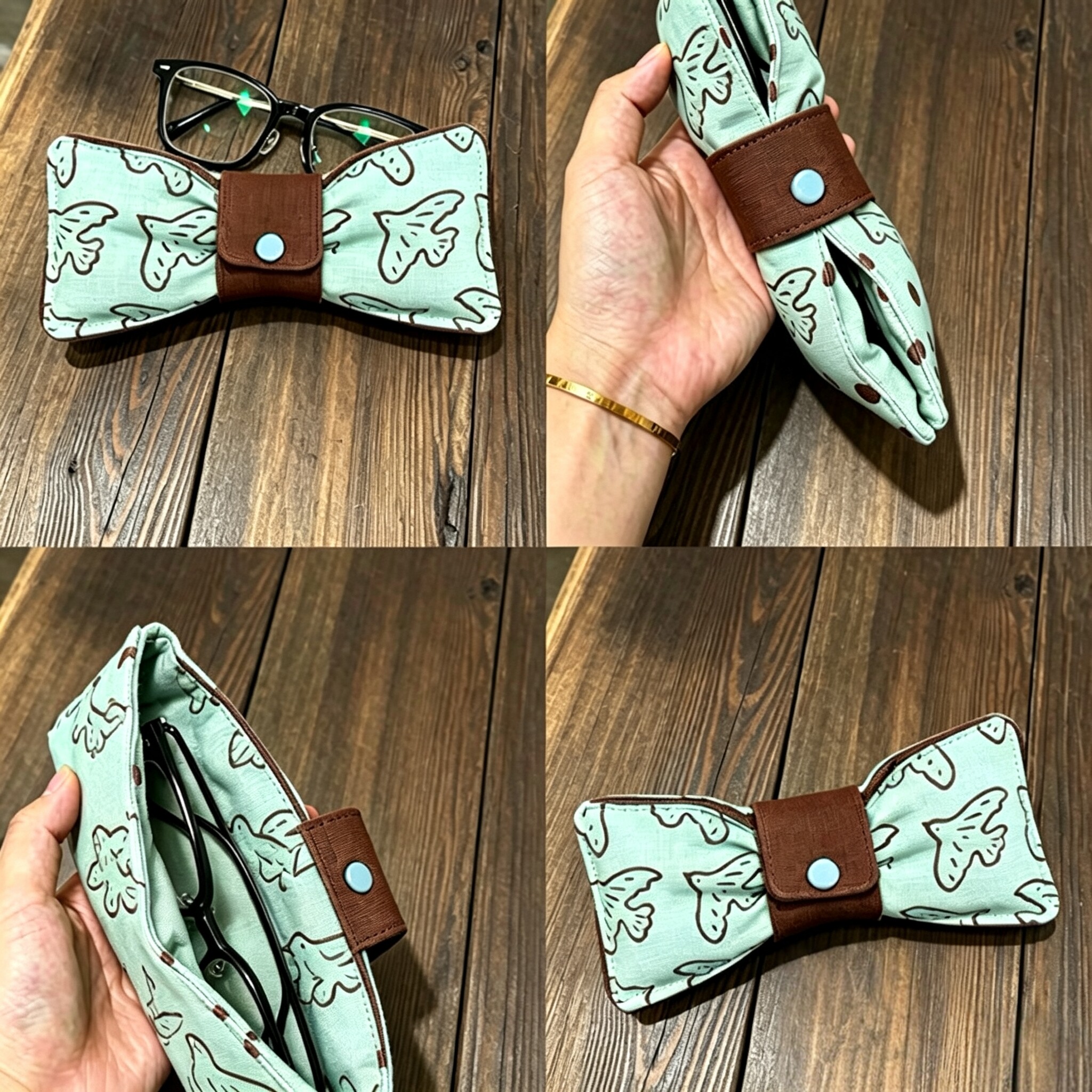 撞色蝴蝶结防刮眼镜收纳袋
