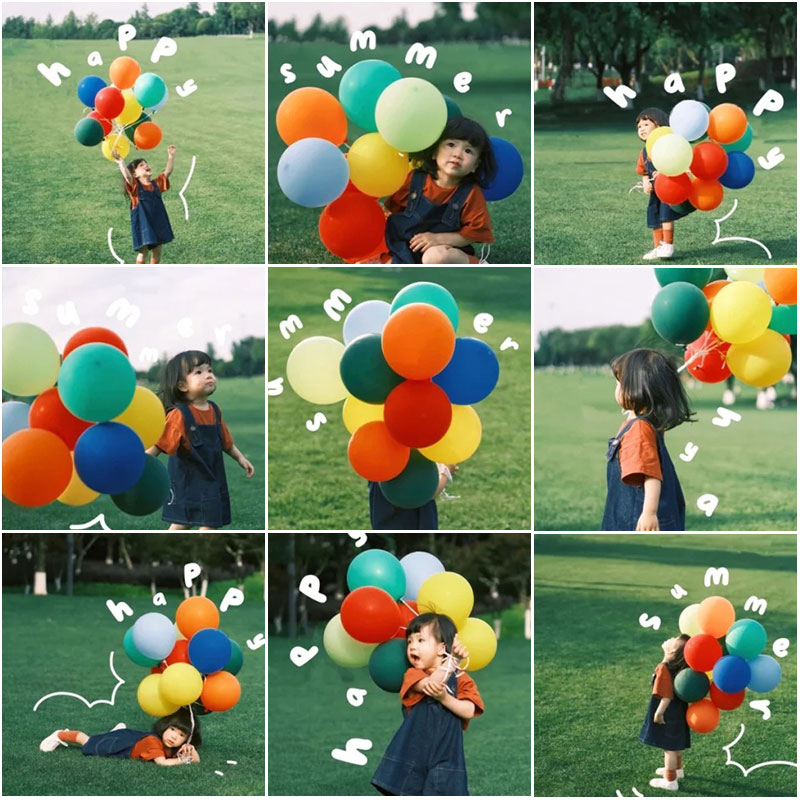 户外草地彩色马卡龙气球