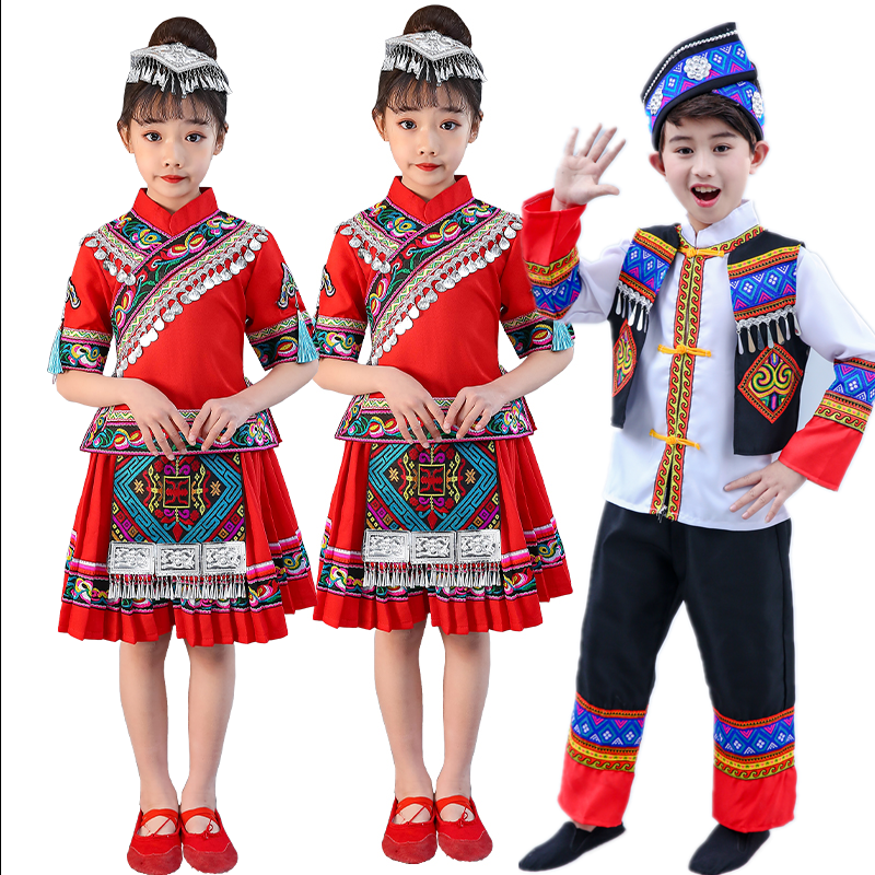 民族儿童舞蹈服女童表演