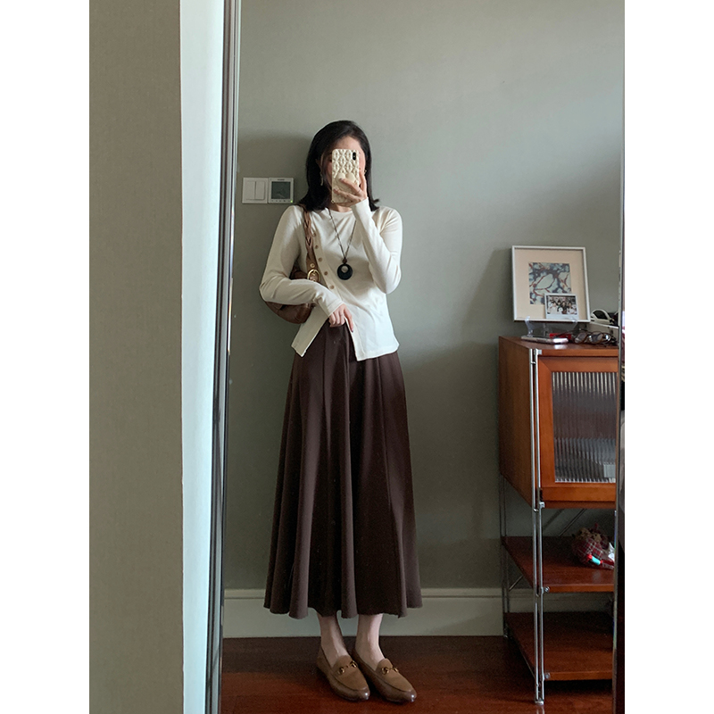 【现货款】花总吖 秋冬新款栗子可可气质百搭显瘦半身裙拼片半裙