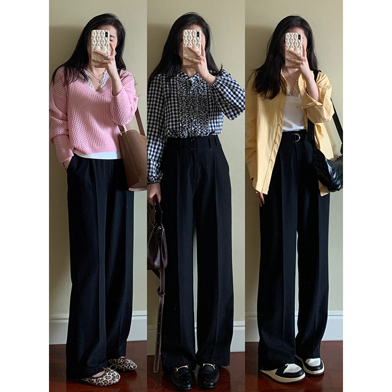 花总吖【长腿天菜】2024初秋新款高腰窄腿显瘦后腰松紧百搭西装裤,女装/女士精品,西装裤/正装裤,淘宝优惠券,粉丝福利购,淘宝优惠卷