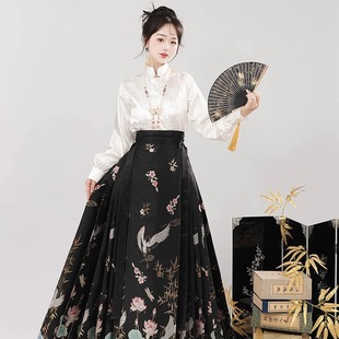 梨花棠织金妆花马面裙重工刺绣高端改良明制汉服女原创瑞鹤莲莲