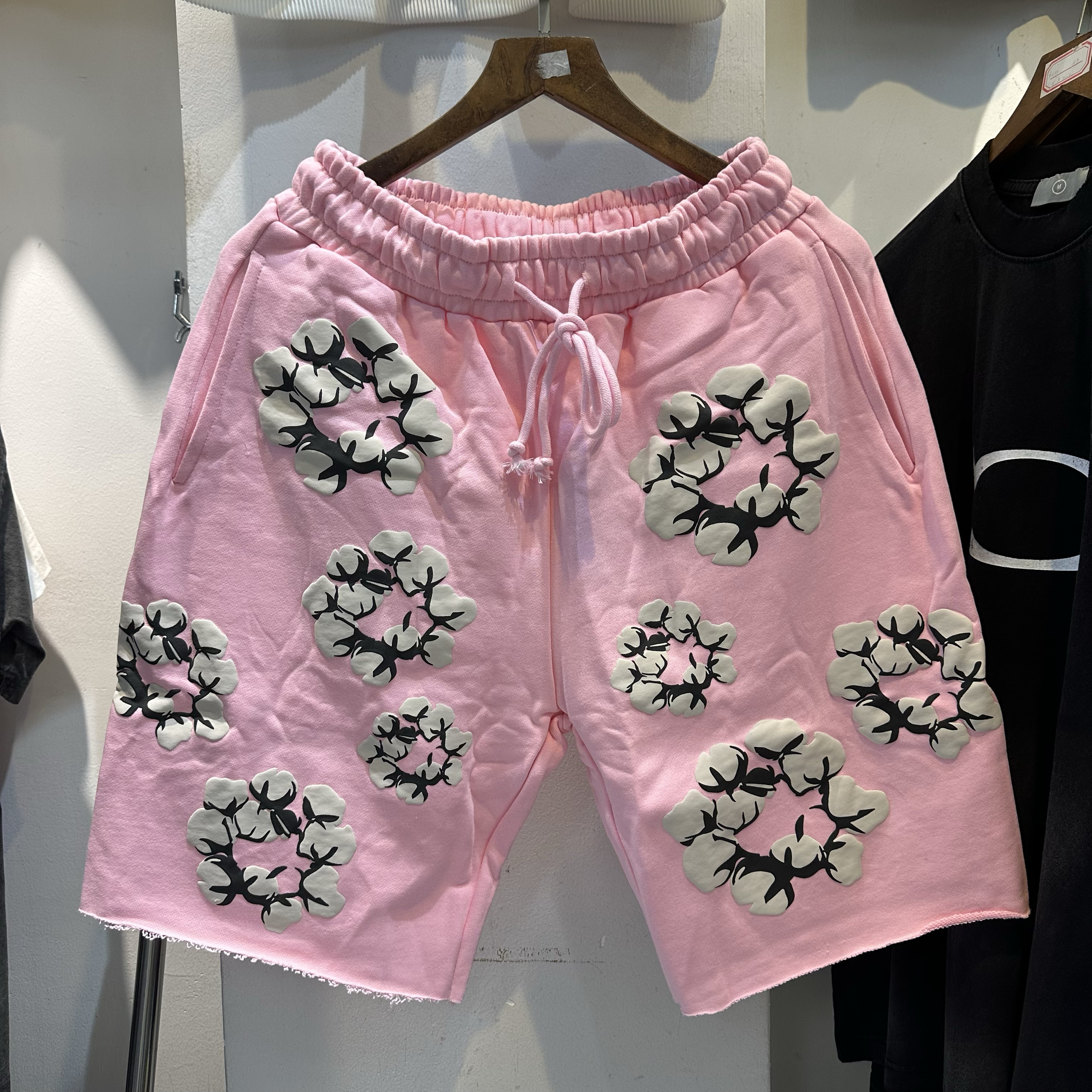 夏季新款Denim Tears木棉花发泡印花联名款潮牌男女情侣休闲短裤