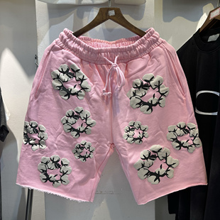 夏季新款Denim Tears木棉花发泡印花联名款潮牌男女情侣休闲短裤