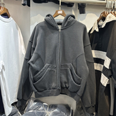 2024秋冬新款 美式 潮牌原创fgss复古多口袋拉链洗水做旧连帽卫衣