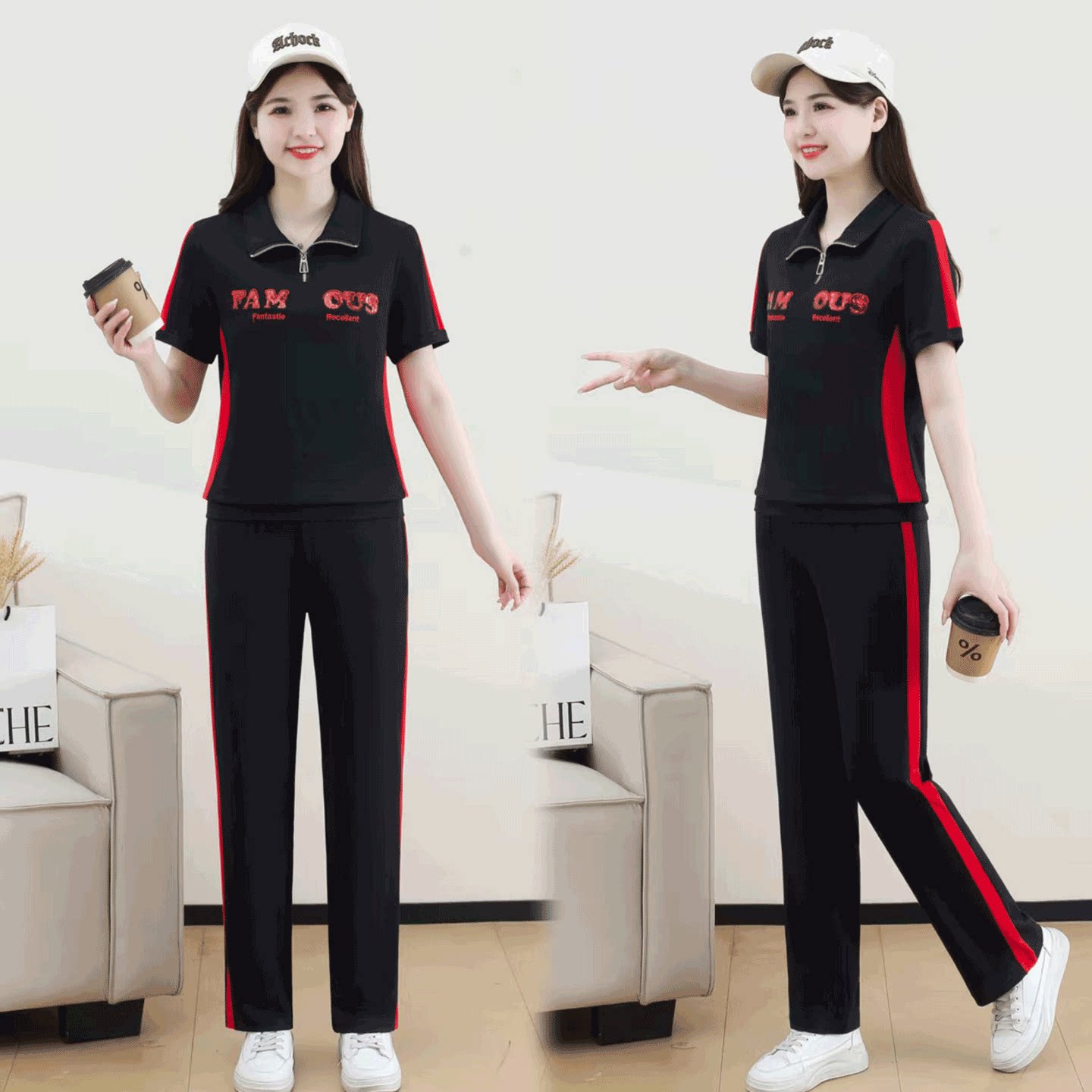 夏季新款短袖翻领时尚休闲运动服