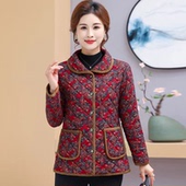 棉衣2025新款 妈妈冬装 外套中老年女士夹棉加绒短款 碎花保暖小棉袄