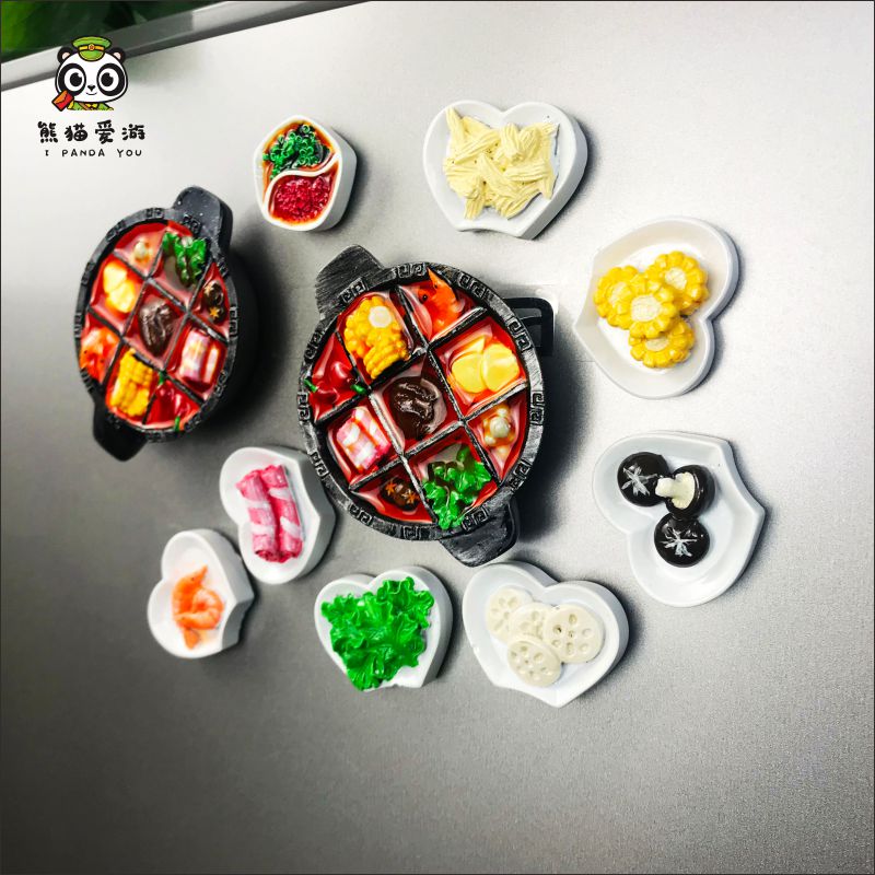 九宫格火锅仿真旅游纪念品冰箱贴