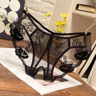 性感禁欲系女士内裤开挡丁字裤勾人免脱蕾丝全透明勒阴激情风
