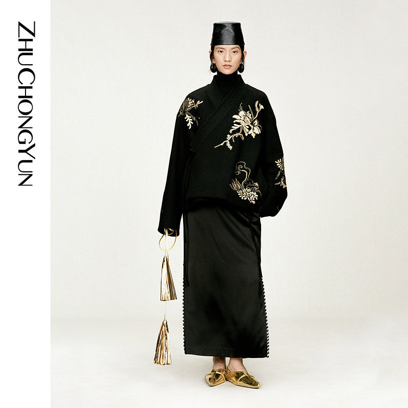 【盘金绣】ZHUCHONGYUN26春玉兰花东方斜门襟绵羊毛毛呢外套,女装/女士精品,毛呢外套,淘宝优惠券,粉丝福利购,淘宝优惠卷