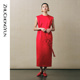 收腰连衣裙 圆领极简中式 意大利进口 ZHUCHONGYUN2025秋新款