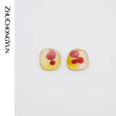 ZHUCHONGYUN2025冬新款 红心菩提子耳环东方耳饰