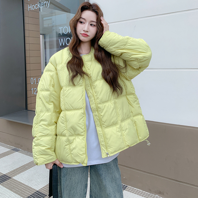 鹅黄色韩系宽松小个子面包服棉袄