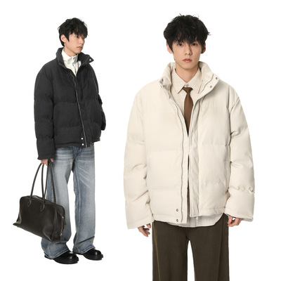 MTLCLOTHES男装|韩版极简ins立领纯色百搭宽松拉链通勤棉服休闲潮