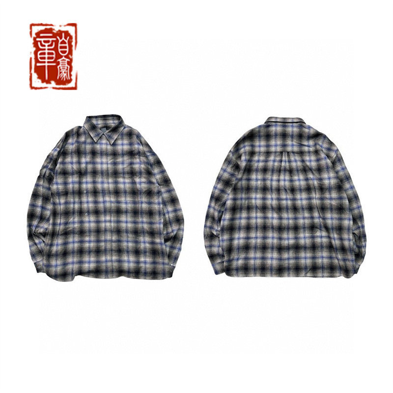 Hide in Hills Phantom Shirt 日产灰紫色幻影格纹按扣衬衫外套