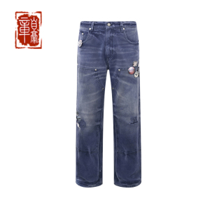 ROYAL 章自豪 情侣徽章做旧工装 裤 春新款 BIRTH CHILD.BORC