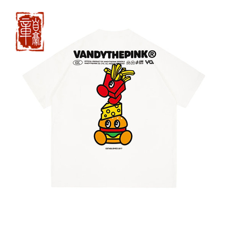 章自豪VandyThePink 汉堡薯条芝士短袖T恤宽松休闲男女情侣同款