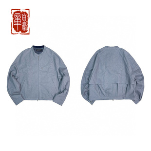 jacket Hide 日产雾霾蓝牛仔夹克 denim collarless Hills