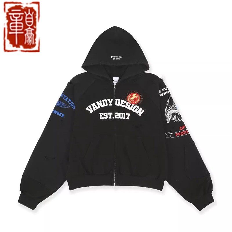 VandyThePink黑色改造连帽卫衣