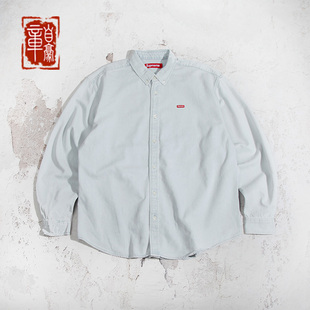 章自豪现货FW24 SUPREME Small Box Shirt纯色刺绣小标长袖衬衫