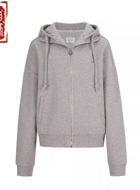 【章自豪】Orison Morgana 羊毛混纺燕麦灰针织复古摩登拉链帽衫