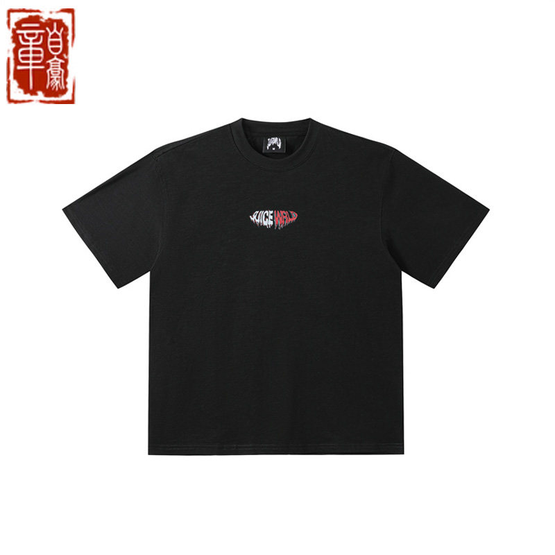 juiceWrld三色背面字母短袖T恤