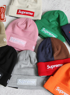 章自豪 现货FW24 SUPREME Box Logo Beanie红标BOGO冷线帽new era