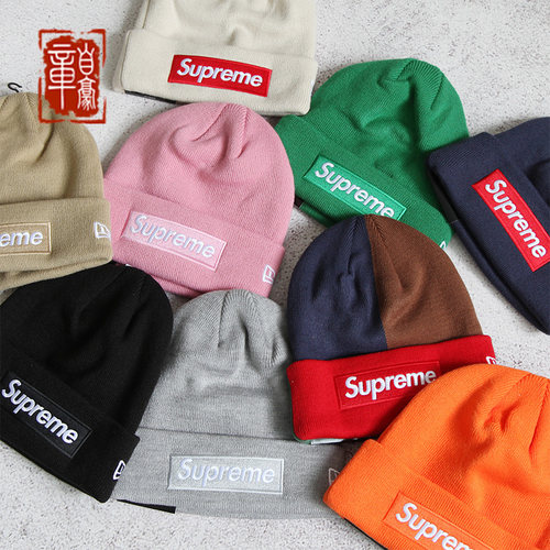 章自豪 现货FW24 SUPREME Box Logo Beanie红标BOGO冷线帽new era