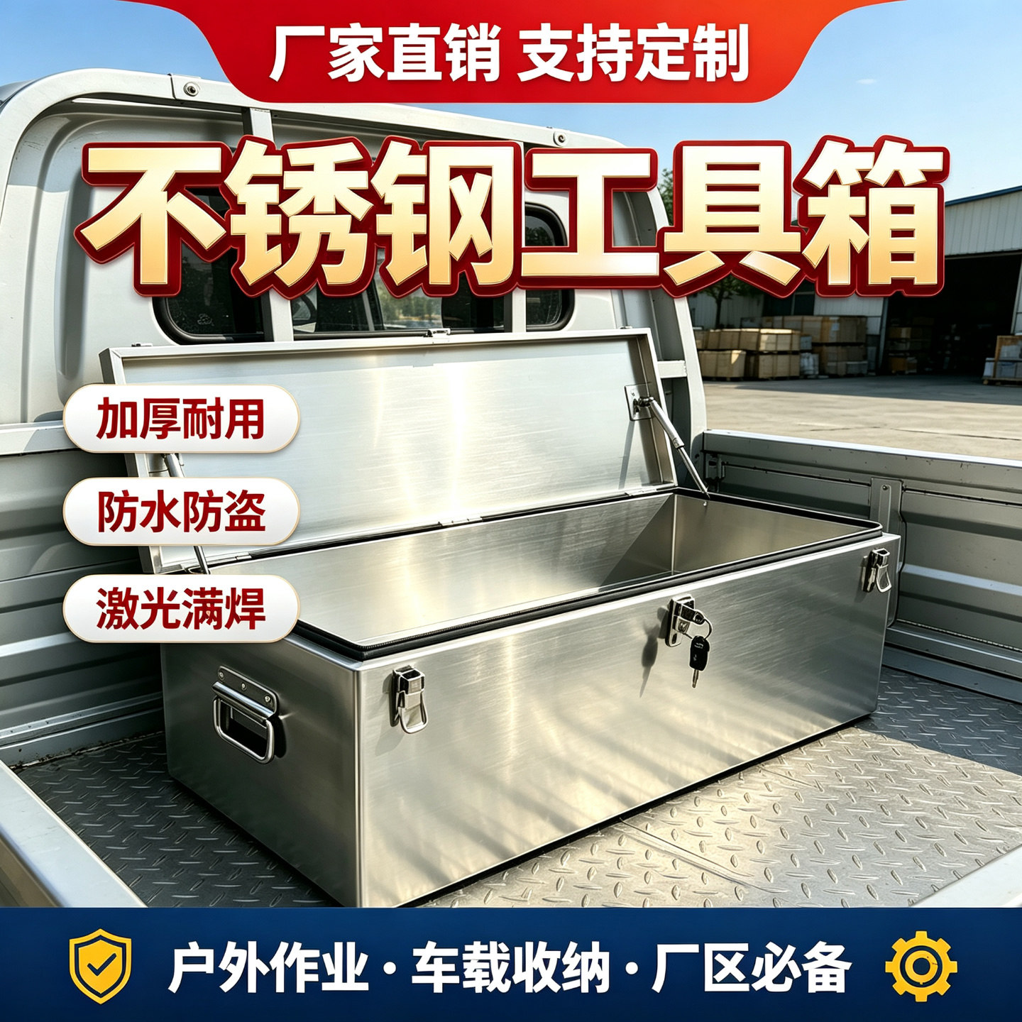 不锈钢工具箱大号防水工程机械维修皮卡货车载专用工具箱支持定做