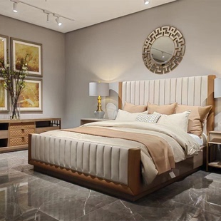 美克直销新款art家具莱特新筑双人床民宿美式轻奢实木双人床定制