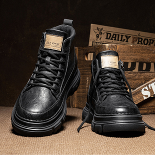 2026冬季大码男鞋45加宽加肥工装靴46复古英伦皮鞋47休闲马丁靴48