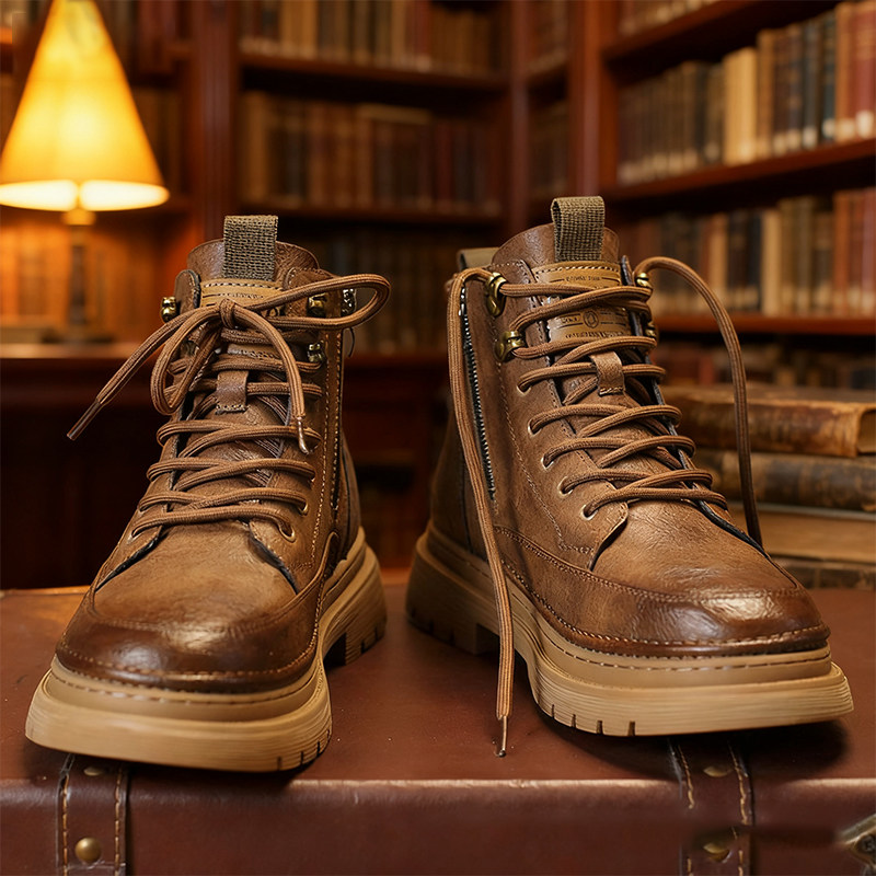 马丁靴男大码2026秋冬高帮真皮靴子46中帮男士工装靴47加宽男鞋50,流行男鞋,马丁靴,淘宝优惠券,粉丝福利购,淘宝优惠卷