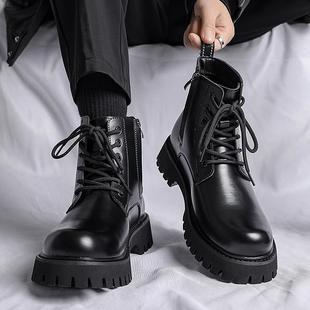 中帮46英伦风皮鞋 大码 马丁靴男45冬季 新款 切尔西靴子48 47高帮工装