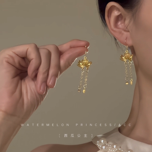 「小金莲」新中式 国风耳环女古风搭配旗袍汉服莲花金色耳饰潮