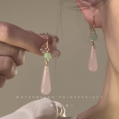 「孤星泪」新中式 国风耳环女玉石水滴流苏耳坠古风汉服旗袍耳饰