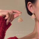 「粉色圣诞树」圣诞节耳环女超闪星星高级感秋冬氛围感节假日耳饰