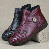 老北京布鞋 女棉鞋 加绒保暖妈妈鞋 冬款 软底软面舒适女鞋 防滑女棉靴