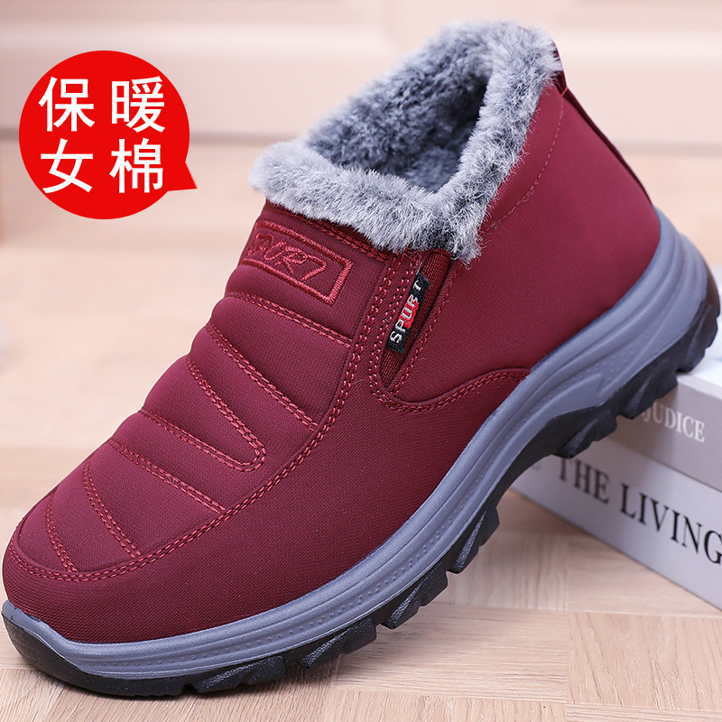 冬季老北京布鞋防水女棉鞋加绒加厚保暖中老年妈妈鞋防滑底健步鞋