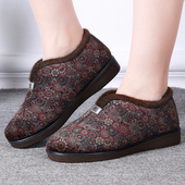 冬老北京布鞋 宽松大码 加绒加厚保暖妈妈老人平底女棉鞋 防滑奶奶鞋