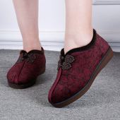 宽松大码 冬季 加绒平跟中老年妈妈鞋 奶奶鞋 老北京布鞋 老人女棉鞋