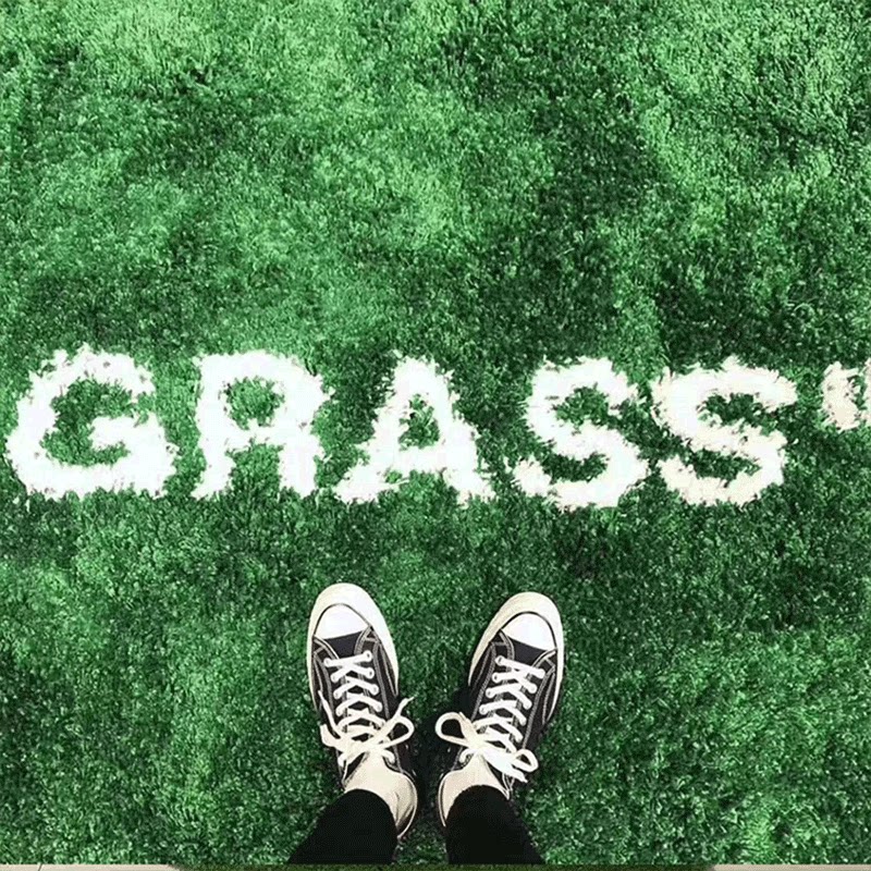 宜家IKEA潮牌湿草地wet grass off-white ow联名玛克拉德长绒地毯 4