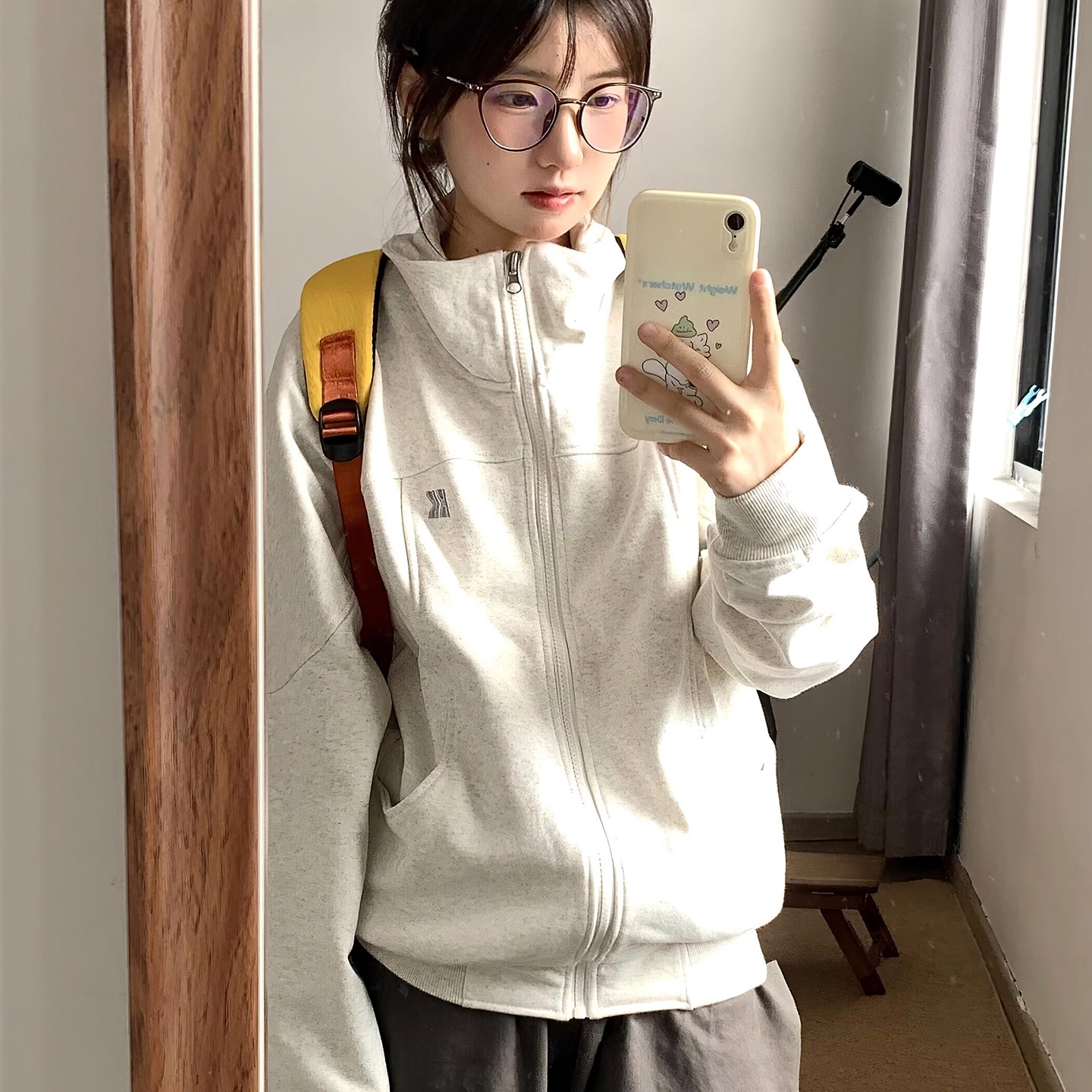 美式潮流拼接立领开衫休闲夹克女