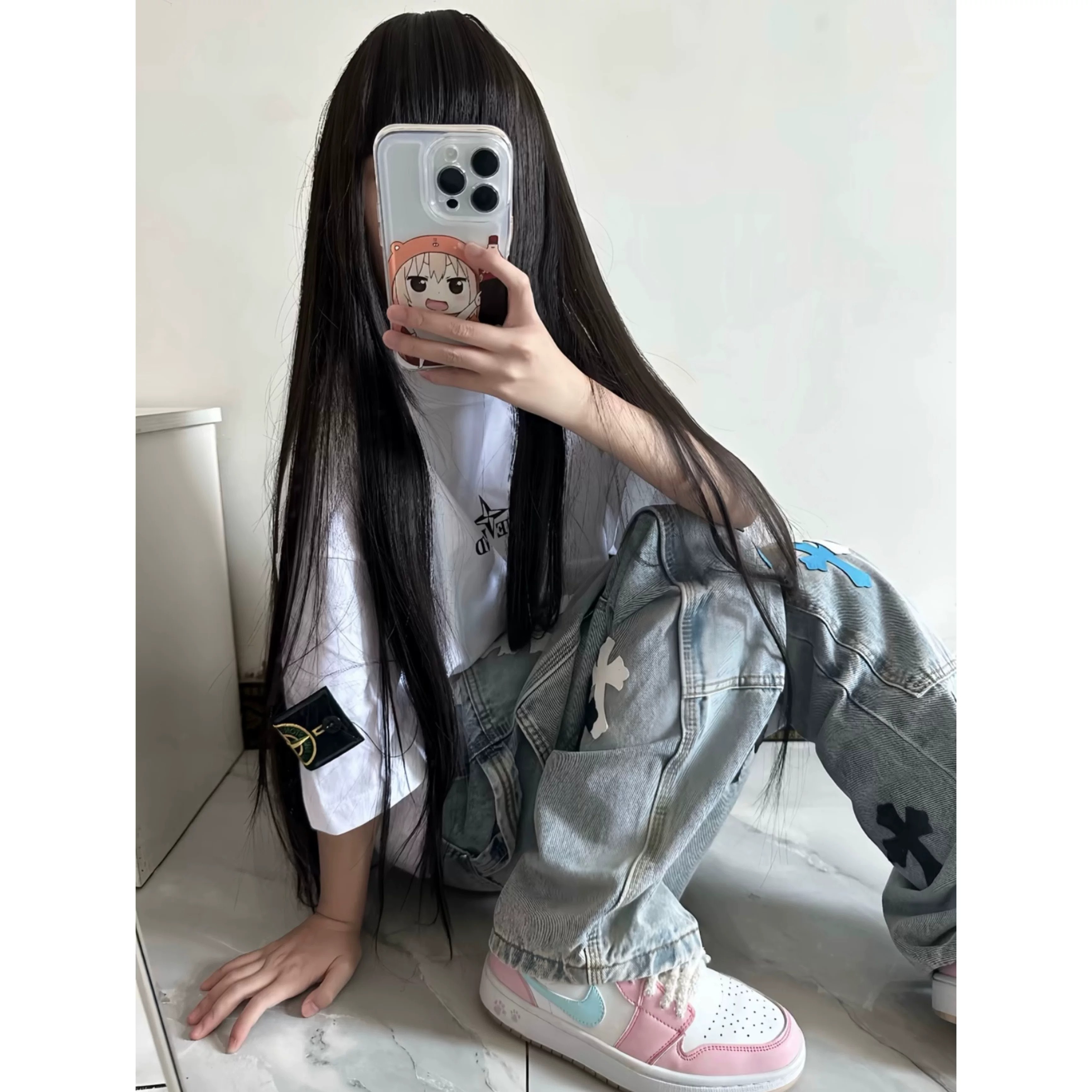 美式潮流靶心徽章刺绣短袖t恤女
