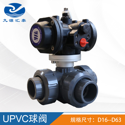 GF阀体PVC-U KA-543型气动油令三通球阀单作用upvc自动阀EPDM/FKM